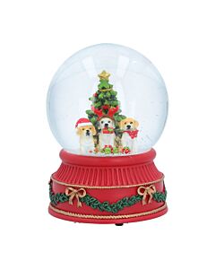 Gisela Graham Dogs Around A Christmas Tree - Snow Globe